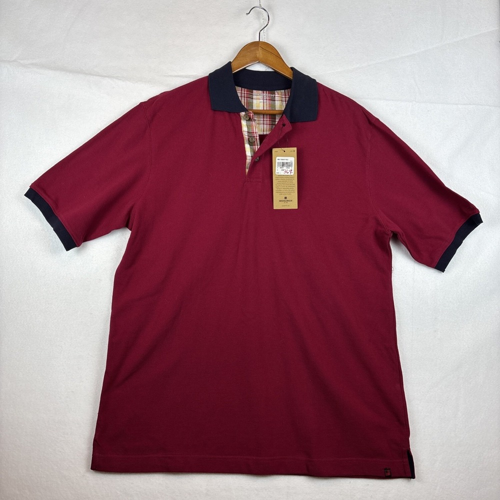NWT Woolrich Tisbury 3 Button Polo Burgundy With Black Trim Size Large